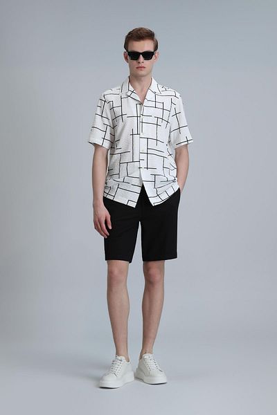 Lufian Pantaloni scurți chino negri, slim, Daniel Sports, pentru bărbați