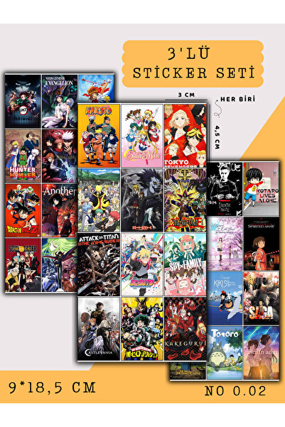 Else Craft 3'lü Mini Anime - Manga Temalı Sticker Seti No 0.02 - Ajanda Planl...