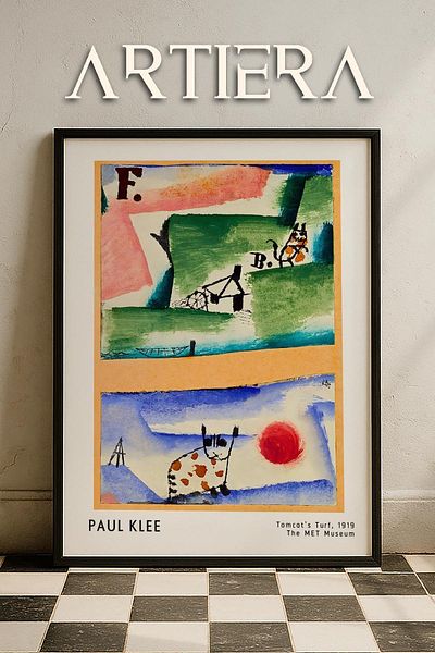 HİGUERA Paul Klee (1879-1940) Pisica de stradă Pastură 1919 Acuarelă Pictură murală într-un cadrul din lemn natural