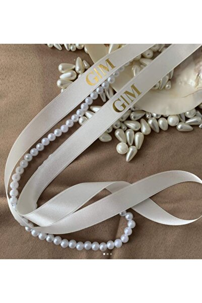 imzatasarım Dökülen İncili Harfli Söz ve Nişan Kurdelesi Beyaz Kırmızı