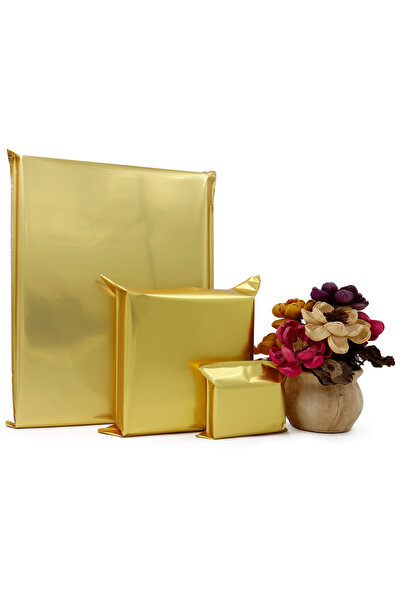 repro design 35x50 Gold Lüks Bantlı Mat Metalize Hediye Paketi (10'LU)