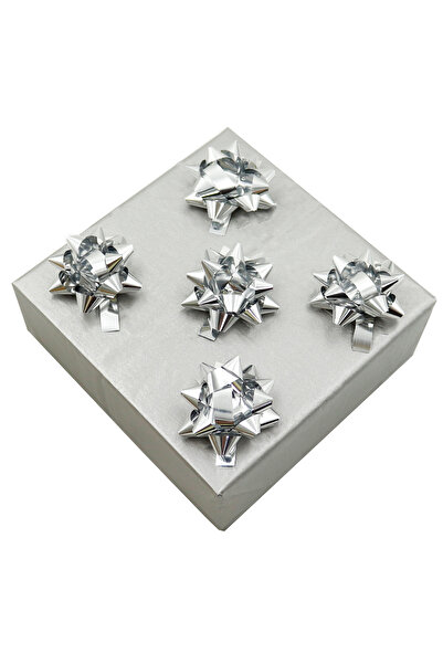 repro design Silver 4.5 cm Adhesive Bow Ornament – Pack of 25