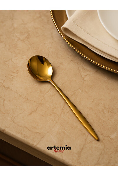 DMR LİFE New Vega Teaspoon Set of 6 | Titanium Coated Stainless Steel | Gold