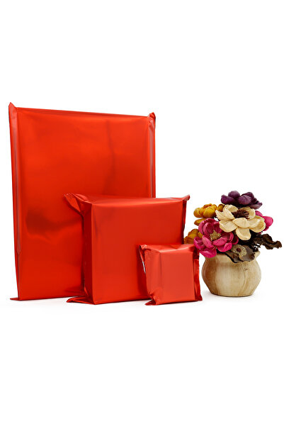 repro design 40x60 Kırmızı Lüks Bantlı Mat Metalize Hediye Paketi (5'Lİ)