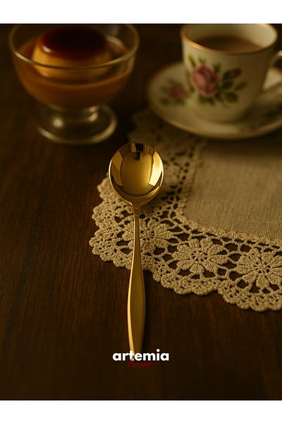 DMR LİFE New Vega Teaspoon Set of 6 |   Titanium Coated Stainless Steel |   Gold