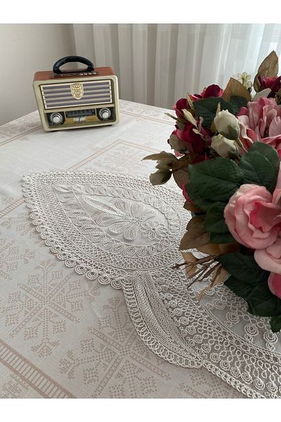 Lavanderi French Lace One-Piece Runner, Table & Coffee Table Cover, Dowery Runner