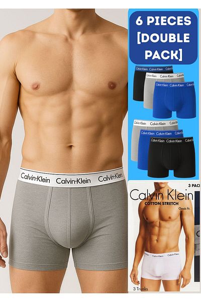 essentialneedsforall 6-Piece CK Men’s Cotton Stretch Low Rise Trunks – (2 Boxes)