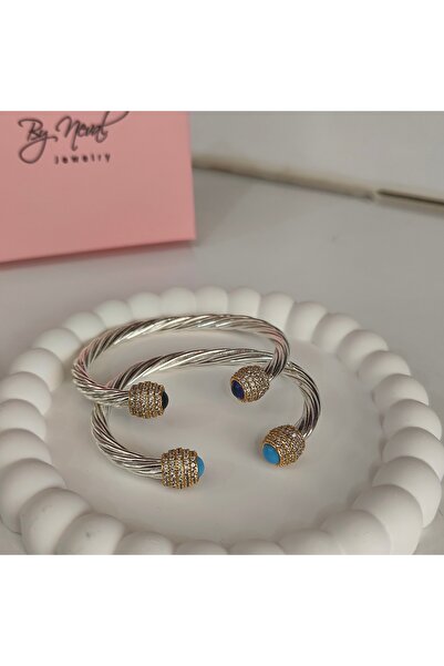 ByNeval By Neval lacivert Gümüs Rengi Kelepçe Bilezik