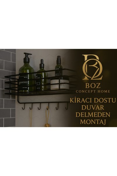 boz concept home Adhesive 6 Hooks Luxury Bathroom Organizer, Shampoo Storage Rack