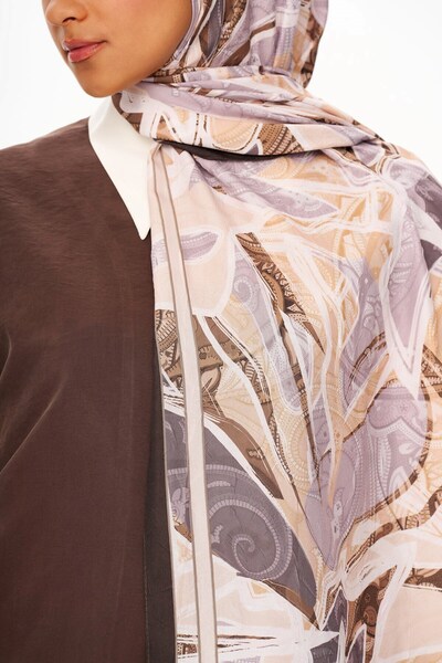 MOISCARF Fleur De Brume Patterned Shawl Dark Beige
