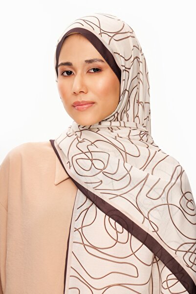 MOISCARF Vian Rose Superior Soft Patterned Shawl Milk Coffee