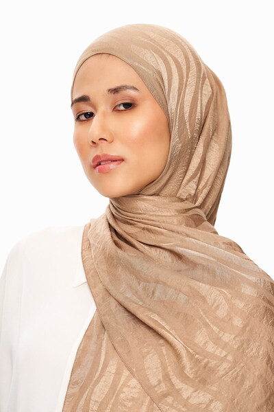 MOISCARF Şal jacquard premium Sable Drift, bej închis