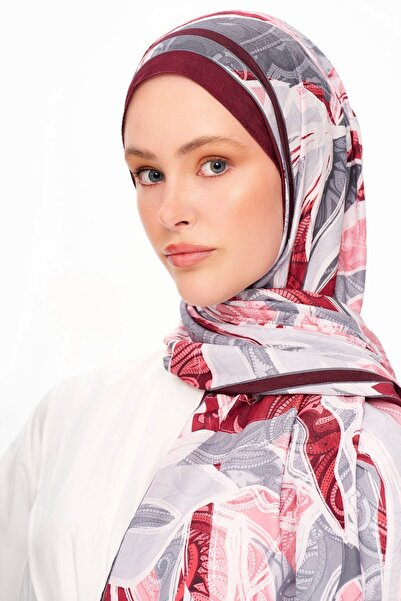 MOISCARF Fleur De Brume Patterned Shawl Red