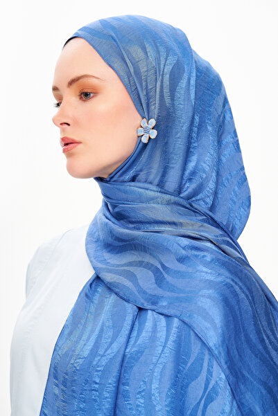 MOISCARF Sable Drift Premium Jacquard Shawl Albastru