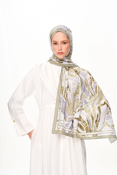 MOISCARF Fleur De Brume Patterned Shawl Pastel Green