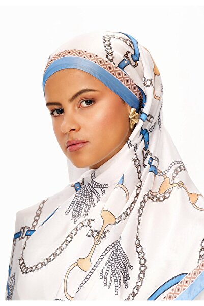 MOISCARF Mystique Violet Refined Jan Jan Chain Patterned Shawl Ecru