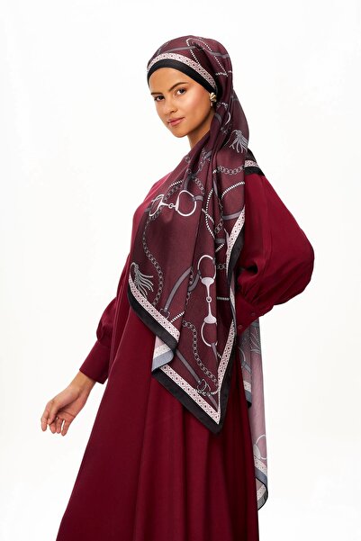 MOISCARF Mystique Violet Refined Jan Jan Chain Patterned Shawl Burgundy