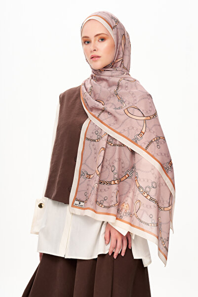 MOISCARF Σάλι με μοτίβο από μαλακή αλυσίδα Cote d'Azur Superior, καφέ σκονισμένο