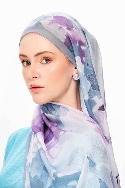 MOISCARF Brume d’Amour Fransız İpeği Desenli Şal Lila