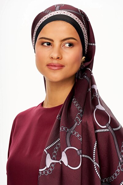 MOISCARF Mystique Violet Refined Jan Jan Chain Patterned Shawl Burgundy