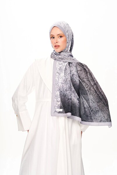 MOISCARF Echo D'Orient Zero Weight Patterned Shawl Bright Gray
