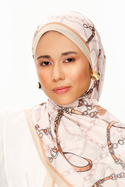 MOISCARF Cote d'Azur Superior Soft Șal cu Model în Lanț Café cu Lapte