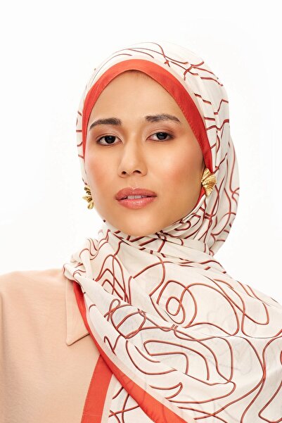 MOISCARF Vian Rose Superior Μαλακό Σχεδιασμένο Σάλι Πορτοκαλί