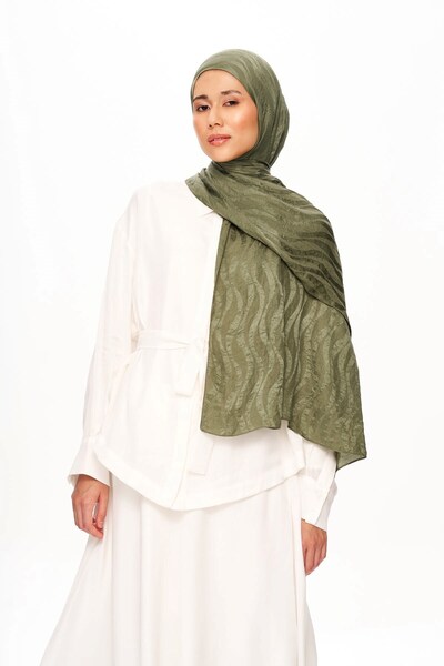 MOISCARF Sable Drift Premium Jacquard Shawl Verde