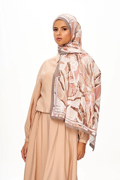 MOISCARF Fleur De Brume Patterned Shawl Salmon Pink