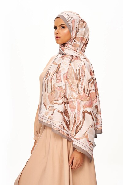 MOISCARF Fleur De Brume Patterned Shawl Salmon Pink