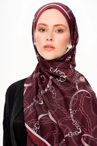 MOISCARF Cote d’Azur Superior Soft Zincir Desenli Şal Bordo