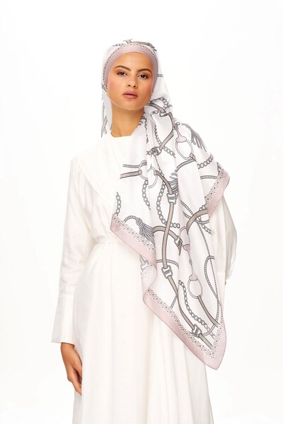 MOISCARF Mystique Violet Refined Jan Jan Chain Patterned Shawl Powder