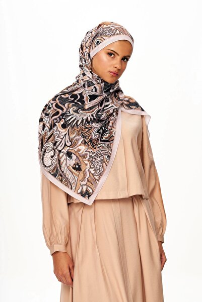 MOISCARF Noir Flora Zero Weight Ethnic Patterned Shawl Dusty Pink