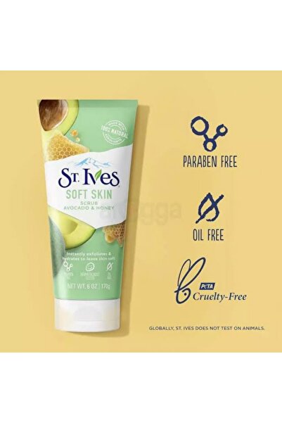 St. Ives Soft Skin Avocado & Honey Scrub – 170 g | Gentle Exfoliating Face Scrub