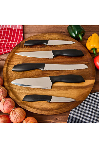 Evidea Kitchen Vakumlu 5'li Bıçak Seti - Siyah