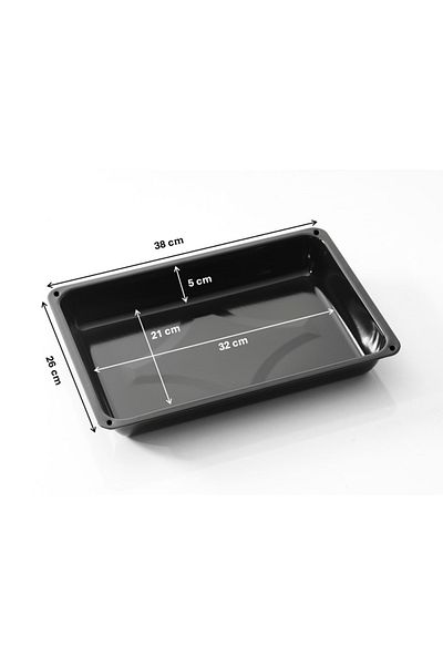 İstoç Türk Black Enamel Baking Tray 38X26Cm Rectangular Inner Outer Surface Healthy Enamel Quality Baking Tray