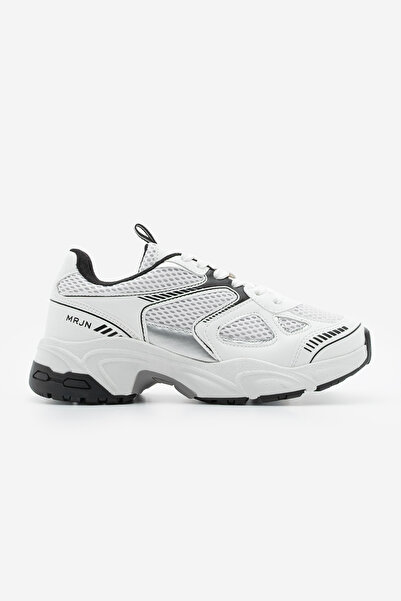 Marjin Γυναικεία αθλητικά παπούτσια με χοντρή σόλα με κορδόνια με λεπτομέρεια από διχτυωτό Sargen White