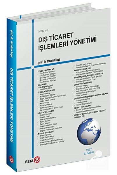 Beta Yayınları Meslek Yüksek Okulları Için Dış Ticaret Işlemleri Yönetimi