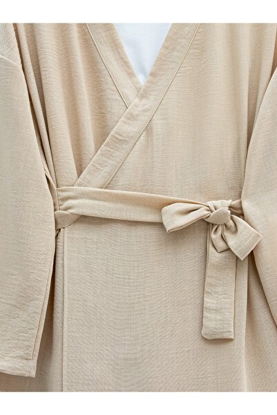 Modamorfo Long Cap with Double Tie Front - Beige