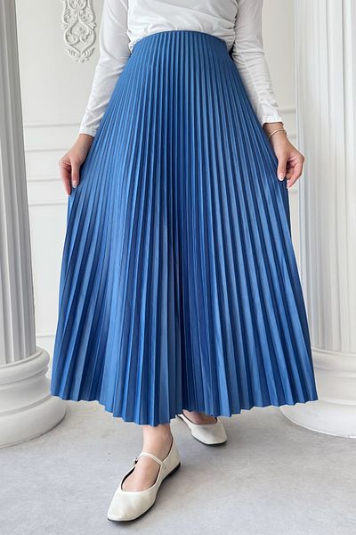 InStyle Pleated Saks Blue Skirt