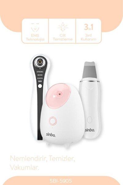 Sinbo SBI-5905 3’ü 1 Arada Yüz Bakım Seti Gözenek Temizleme + Peeling + Masaj