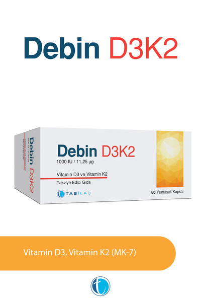 Debin D3K2 Vitamin D3 ve Vitamin K2 60 Kapsül