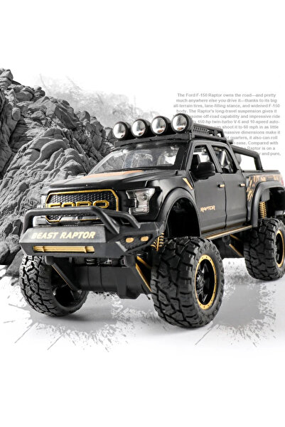 Choice شاحنة بيك أب سوداء 1:24 للأولاد، سيارة F150 رابتور مصبوبة من المعدن مع صوت وإضاءة للأطفال