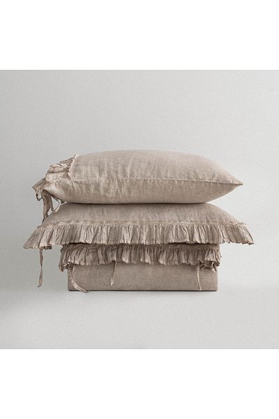 Ecocotton Miranda King Size Duvet Cover Set 100% Linen Piece Paint Beige 240x220 Cm