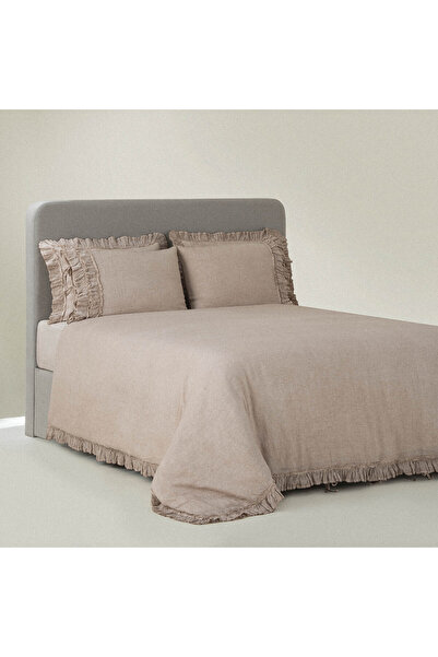 Ecocotton طقم غطاء لحاف ميراندا مزدوج 100% كتان بيج 200x220 سم