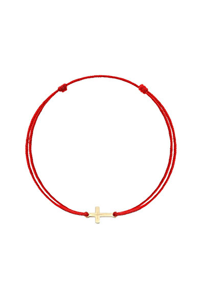 Bijuteria SORELLY Bratara Aur 14k Snur Cruce Clasica Rosu