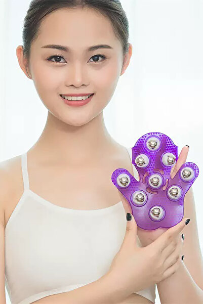 TAKIŞTIR Mor Renk 360 Derece Dönen Başlıklı Masaj Eldiveni