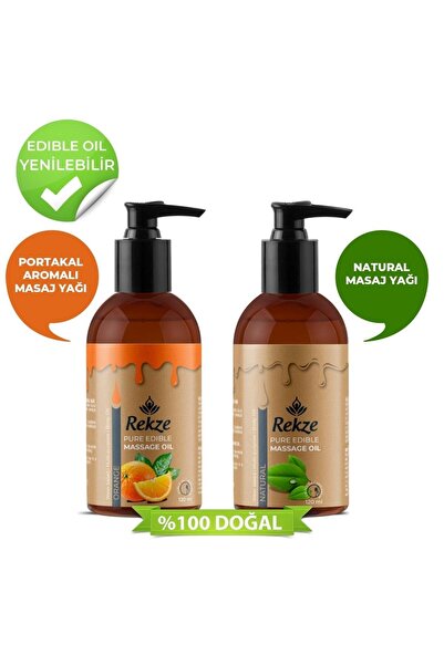 Rekze "Yenilebilir Portakal Aromalı Masaj Yağı 120 ml – Doğal, Kokulu ve Raha...