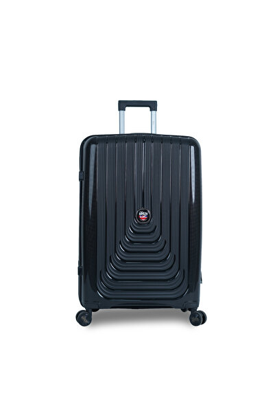 Mnuk حقيبة سفر عادية، مقاس ٢٨ بوصة، بعجلات من البولي بروبيلين، سوداء اللون