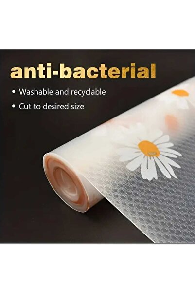 Blue Home Papatya Tasarımlı Kaymaz Raf Astarı Rulosu -Mutfak, Buzdolabı & Dolaplar Için Çekmece Matı, 45 X 10